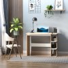 HOMCOM Computer Desk, Writing Desk with 3-Tier Storage Shelf, Work Table for Home Office, Study, Living Room, Oak and White