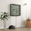 HOMCOM 7-Tier Wall Mounted Display Cabinet, Display Case with 6 Adjustable Shelves, Glass Doors for Home Office Ornaments 83x80cm, Black and White