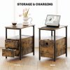 HOMCOM Side Table with Charging Station, USB Ports and Power Outlets, Narrow Bedside Table with 2 Drawers and Shelf for Living Room, Bedroom, Rustic Brown