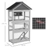 PawHut Wooden Bird Cage Budgie cage, Bird Aviary Outdoor Birdhouse for Finches, Parakeets - Grey