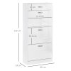 HOMCOM Shoe Cabinet with 3 Flip Drawers, High Gloss Shoe Storage Cabinet with Top Drawer and Adjustable Shelves, Shoe Cupboard for 18 Pairs