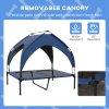 PawHut Cooling Raised Dog Bed, Elevated Pet Bed with Breathable Mesh, UV Protection Canopy, Foot Pads, for Indoor Outdoor, Medium, Large Dogs, 91 x 76 x 89cm - Dark Blue