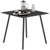 Outsunny Garden Dining Table for 4 Person, Square Outdoor Table with Easy Clean Slat Top, Rust Resistant Steel Frame, for Terrace, Balcony, 80 x 80 x 74 cm, Black