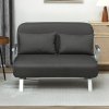 HOMCOM 2 Seater Sofa Bed, Click Clack Convertible Bed Settee, Modern Velvet Feel Fabric Sofa with 2 Cushions for Living Room, Bedroom, Guest Room