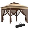 Outsunny 3 x 3(m) Pop Up Gazebo with Netting and Carrying Bag, Party Tent Instant Event Shelter, Height Adjustable and UV-Resistant, for Garden, Patio, Beige