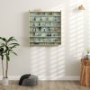 HOMCOM 7-Tier Wall Mounted Display Cabinet, Display Case with 6 Adjustable Shelves, Glass Doors for Home Office Ornaments 83x80cm, Oak