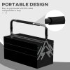 DURHAND Metal Tool Box 3 Tier 5 Tray Professional Portable Storage Cabinet Workshop Cantilever Toolbox with Carry Handle, 45cmx20cmx34.5cm, Black