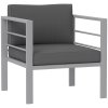 Outsunny Garden Sofa, All-Weather Garden Single Sofa with Removable Cushions, Metal Frame Outdoor Furniture for Balcony, Charcoal Grey