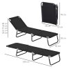 Outsunny Foldable Sun Lounger Set of 2 with 5-Position Adjustable Backrest, Outdoor Portable Recliner Chaise Lounge Chair with Breathable Mesh Fabric, Black