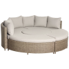 Outsunny 5 Pieces Outdoor PE Rattan Round Garden Daybed with Cushions, Aluminium Patio Furniture Set Lounge Chair Conversation Sofa Set with Liftable Coffee Table and Protect Cover, Grey
