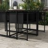 Outsunny 5 Piece Garden Dining Set, 4 Seater Outdoor Table and Chairs with Texteline Seat, Space Saving Cube Set with Foldable Backrest, Tempered Glass Table Top, for Patio, Black