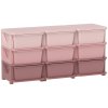 HOMCOM Kids Storage Units with 9 Drawers 3 Tier Chest Vertical Dresser Tower Toy Organiser for Nursery Playroom Kindergarten Pink