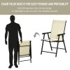 Outsunny Set of 2 Folding Garden Chairs, Metal Frame Garden Chairs Outdoor Patio Park Dining Seat with Breathable Mesh Seat, Beige