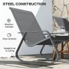 Outsunny Garden Rocking Chairs Set of 2, Ergonomic Outdoor Rocking Chairs with Armrests, High Backrest, Steel Frame Relaxing Rocker Armchair Seats for Patio, Balcony, Porch, Grey