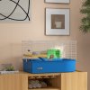 PawHut Guinea Pig Cage Chinchillas Rabbit Small Animal Cage with Ramp, Dish, Water Bottle, 71 x 46 x 47cm, Blue