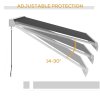 Outsunny 4 x 3(m) Electric or Manual Retractable Awning, Half Cassette, with Remote Controller, Manual Crank Handle and Aluminium Frame, Sun Canopies for Patio Deck Door Window, Grey