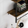 HOMCOM Floating Shelves, 104CM Wall Mounted Ladder Shelf with 4 Hooks, Rustic Hanging Display Shelf for Living Room, Entryway, Kitchen, Rustic Brown