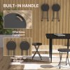 Outsunny Folding Stool Set of 4, Decorative Garden Stool Chair with Safety Latch, Foldable Garden Stools with Powder-Coated Steel Legs HDPE Seat and Handle for Indoor and Outdoor, Charcoal Grey