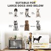 PawHut Dog Crate Furniture with 2 Rotatable Bowls, Dog Crate End Table with 2 Anti-Escape Doors, Storage Shelf, for Large Dogs, 100 x 60 x 88 cm, Grey