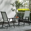 Outsunny 46cm Round Small Garden Table with Removable Tray and Folding Legs, Metal Garden Side Table, Indoor Outdoor Coffee Table End Table for Patio, Balcony, Porch, Black