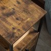 HOMCOM Side Table, Narrow Bedside Table with 2 Drawers and Storage Shelf, Industrial End Table with Metal Frame for Small Spaces
