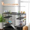 PawHut Large Hamster Cage, Gerbil Cage with Wheels, Tubes, Storage Shelf, Ramps, Running Wheel, Food Dish, Water Bottle, for Syrian Hamster - Black