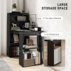 HOMCOM 120cm Computer Desk, Wooden PC Laptop Table with 6-Tier Storage Bookshelves, Home Office Working Study Desk, Writing Workstation, Black