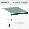 Outsunny 2.5m x 2m Retractable Awning, DIY Garden Awning Canopy, Anti-UV Sun Shade Shelter with Aluminium Frame and Crank Handle, Green