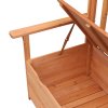 Outsunny Outdoor 2 Seater Garden Bench, Wooden Bench with Storage, Garden Storage Bench with Backrest, Arm Rests for Outdoor Patio Porch, 112 x 84 x 58 cm, Natural