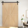 HOMCOM 5FT/152.5CM Bi-Folding Sliding Barn Door Hardware Track Kit, Heavy Duty Sliding Door Kit for 2 Doors with J Shape Hanger