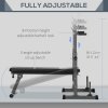 HOMCOM Adjustable Weight Bench, Foldable Bench Press with Barbell Rack, Dip Station, for Home Gym, Strength Training, Multi-Use Workout Bench, Grey