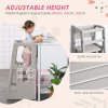 HOMCOM Kids Step Stool, Adjustable Standing Platform, Toddler Kitchen Stool , Standing Tower for Kids, Kitchen Counter with Three Adjustable Heights - Grey