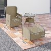 Outsunny 5 Piece Rattan Garden Furniture Set with Recliner Chairs, Wicker Patio Conversation Set with Footstools, 2-Tier Glass Top Coffee Table, Cushions for Outdoor, Balcony, Porch, Light Grey