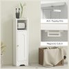 HOMCOM Small Bathroom Storage Cabinet, Freestanding Toilet Roll Holder, Slim Bathroom Cabinet with Adjustable Shelf for Small Spaces, White