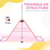HOMCOM Kids Gymnastics Bar, Horizontal Bar for Kids, Adjustable Height Folding Gymnastics Equipment with Gymnastic Rings, Non-slip Rubber Floor Rings, for Home, Flat, Pink