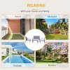 Outsunny 4 Pcs Curved Steel Outdoor Furniture Set w/ Loveseat, 2 Texteline Seats, Glass Top Table Garden Balcony Patio Furniture For Family Party Events Guests -Grey