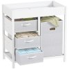 AIYAPLAY Baby Changing Table with 4 Drawers, Nursery Diaper Baby Changing Unit for 0-12 Months (max. 11kg), with Mat, Infant Care Station for Bedroom Nursery, White