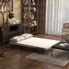 HOMCOM 2 Seater Sofa Bed, Click Clack Convertible Bed Settee, Modern Velvet Feel Fabric Sofa Couch with 2 Tufted Cushions, Wood Armrests for Living Room, Bedroom, Guest Room