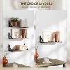 HOMCOM Set of 3 Wall Shelves, Vintage Wall Mounted Floating Shelves for Living Room, Entryway, Bedroom, Rustic Brown