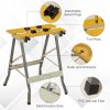 DURHAND 4-in-1 Work Bench, Folding Clamp Table w/ 4 Adjustable Clamping Pegs for DIY Home Garage, Grey