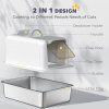 PawHut Stainless Steel Cat Litter Box, Extra Large Metal Cat Litter Tray with Lid, Scoop, Filter Bags, White
