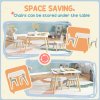 AIYAPLAY 3 Pieces Toddler Table and Chair Set, Kids Desk and 2 Chairs Set with Cute Bunny Ear Backrest, Wooden Legs, for Nursery, Playroom, Classroom - White