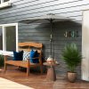 Outsunny 2.7m Garden Half Parasol, Outdoor Balcony Umbrella with 5 Steel Ribs, Patio Sun Shade, Light Grey