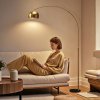 HOMCOM 180cm Arc Floor Lamp for Living Room, Modern Adjustable Standing Lamp with Foot Switch, Faux Black Marble Base and Bell Shade for Home Offices, Bedrooms, Gold Tone