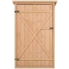 Outsunny Wooden Small Shed, Garden Storage Shed with Shelves and Bolt Latch, 75L x 56W x115H cm, Natural
