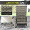 Outsunny PE Rattan Sun Lounger, Garden Lounger with 4-Level Adjustable Backrest, Outdoor Sunbed with Retractable Footrest for Balcony, Beach, Patio, Mixed-grey