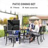 Outsunny 7 Pieces Patio Dining Set, 6 Seater Outdoor Table and Stackable Chairs with Umbrella Hole, Galvanised Steel Frame, Space Saving, for Poolside, Garden, Black