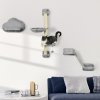 PawHut Three-Piece Wall-Mounted Cat Shelves, with Hammock, Cloud-Shaped Jumping Platform, Ladder, Scratching Post, Cat Wall Furniture with Play Ball for Large Cats - Grey