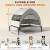 PawHut Elevated Dog Bed with Removable Canopy, Portable Cooling Raised Pet Cot with Breathable Mesh, Storage Bag, for Indoor Outdoor Use, for Small Medium Dogs, 76 x 61 x 70 cm, Light Grey