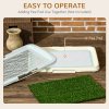 PawHut Dog Toilet, Puppy Training Pad Indoor, Portable Puppy Pad with Artificial Grass, Grid Panel, Tray, 46.5 x 34cm